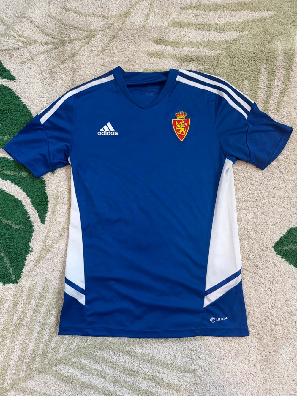 adidas Blue Men's Soccer Jersey with White Panels